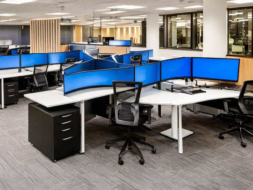 RAW photo, a modern office workspace featuring multiple monitors with network configurations and HTTP proxy IP details on display, capturing a high-tech environment with crisp, realistic lighting, 8k UHD, and a focus on clarity and detail