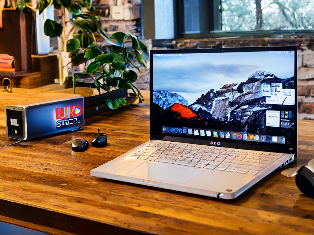 RAW photo, an artistically lit workspace featuring a laptop connected to a VPN service, with SOCKS5 proxy settings open on the screen, showcasing high-tech tools and accessories in the background, 8k UHD, film grain, high quality.