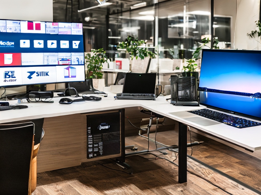 RAW photo, a modern workspace setup featuring a laptop running SOCKS5 proxy software, surrounded by networking hardware such as routers and cables, with a focused, professional ambiance, 8k UHD resolution, high-quality, realistic photo, subtle film grain