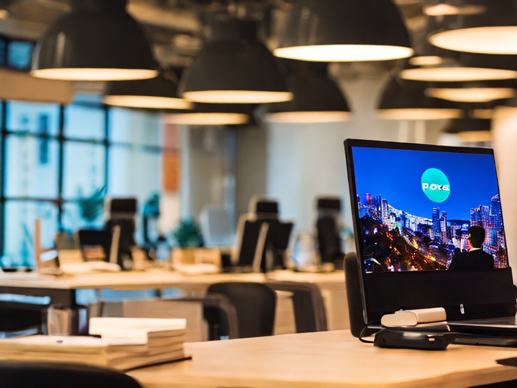 RAW photo, a modern office environment featuring a person at a desk working on a laptop, with visual overlays illustrating the concept of internet privacy using HTTP proxies, glowing symbols of security and encryption, soft ambient lighting, 8k uhd, high resolution.