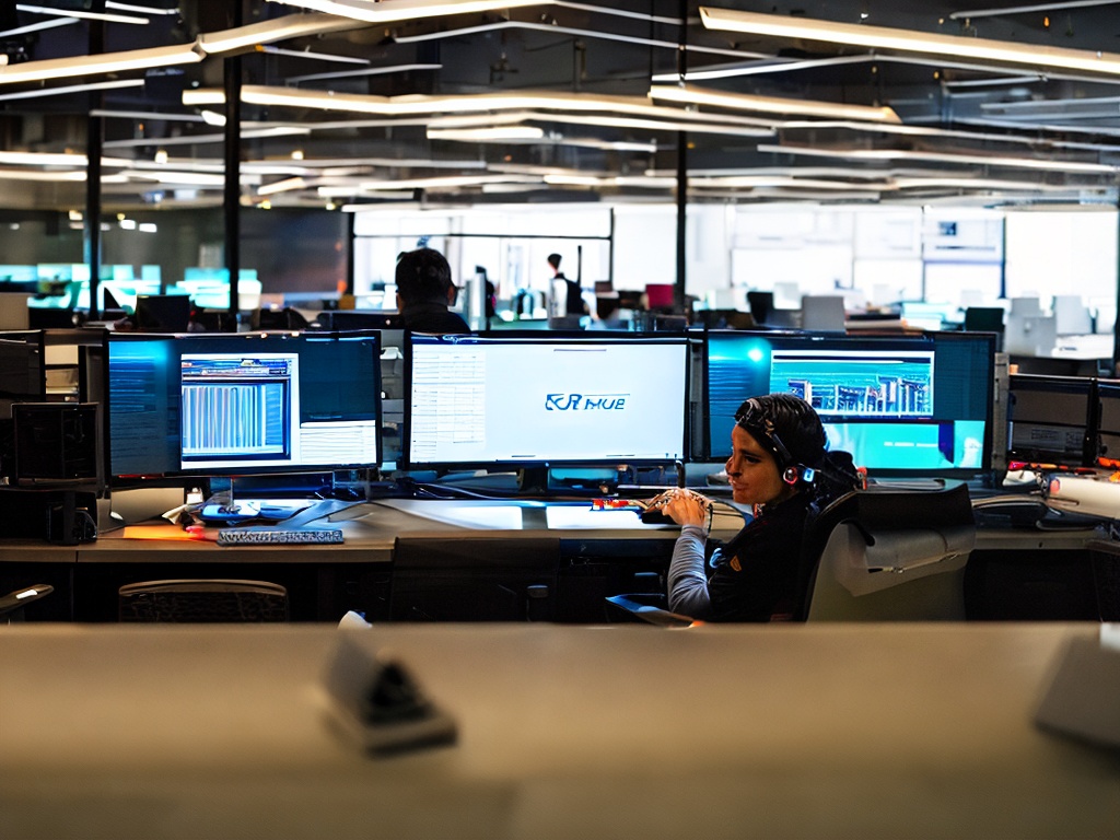 RAW photo, a wide shot of a programmer working in a dark room filled with multiple monitors, one of which clearly shows the shell setup for a proxy, ambient glowing lights from the screens, 8k UHD, high detail, realistic style, filmed with a DSLR camera.