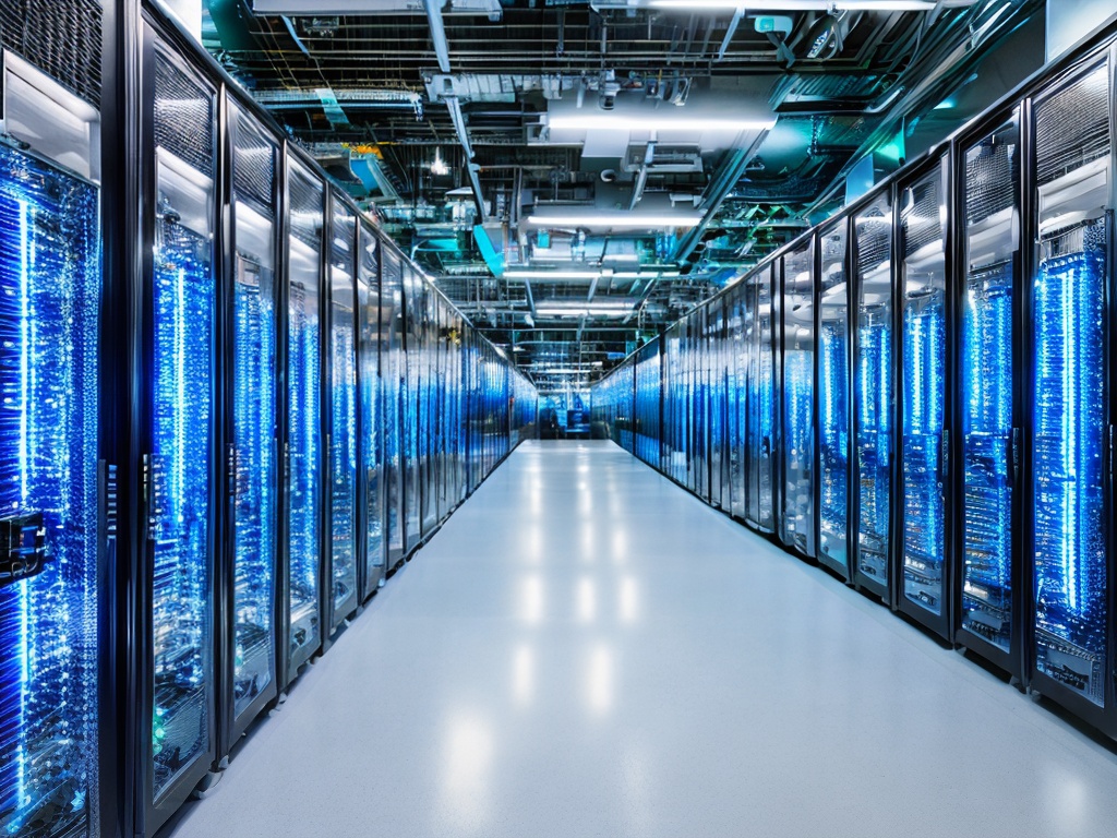 RAW photo, a detailed view of a server room with racks filled with servers labeled with static IP addresses, blue LED lights illuminating the space, showcasing the technical complexity, 8k UHD resolution, high-quality shot, film grain