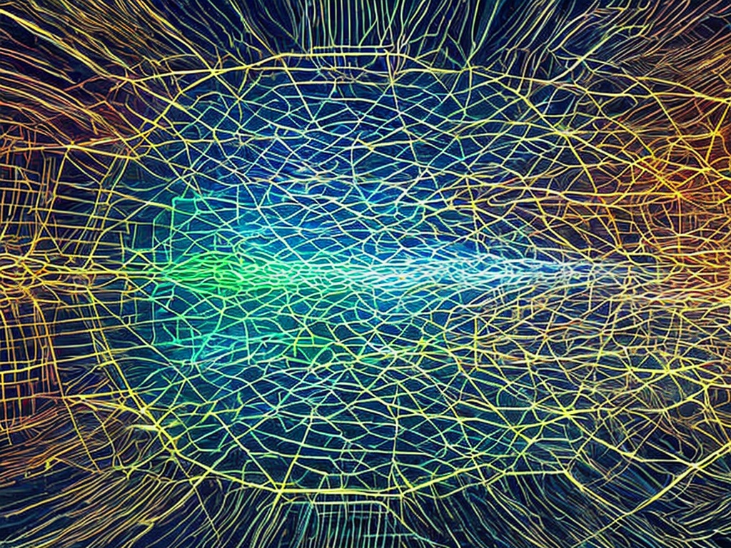 RAW photo, an abstract representation of data streams flowing through a digital landscape, resembling a SOCKS5 Proxy setup, with glowing network connections and a dark background, high detail, 8k UHD resolution