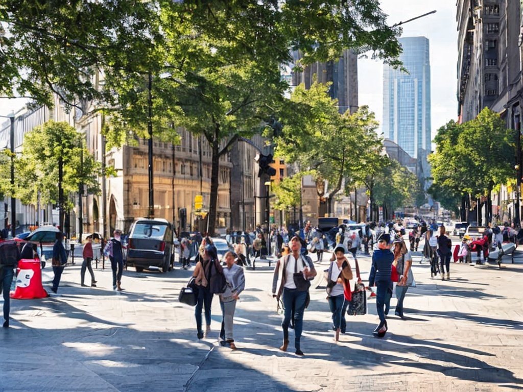 RAW photo, an urban environment showing a public Wi-Fi network area, people using laptops and smartphones, highlighting the concept of free IP access, vibrant city life, soft natural lighting, 8k UHD, high resolution, realistic imagery