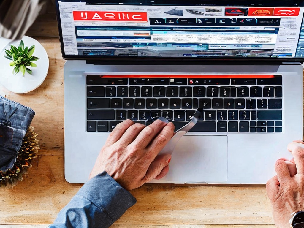 RAW photo, a close-up of a hands typing on a laptop with a website detailing proxy services in the background, soft natural light illuminating the scene, 8k UHD resolution, realistic photo, highlighting the action of online purchasing