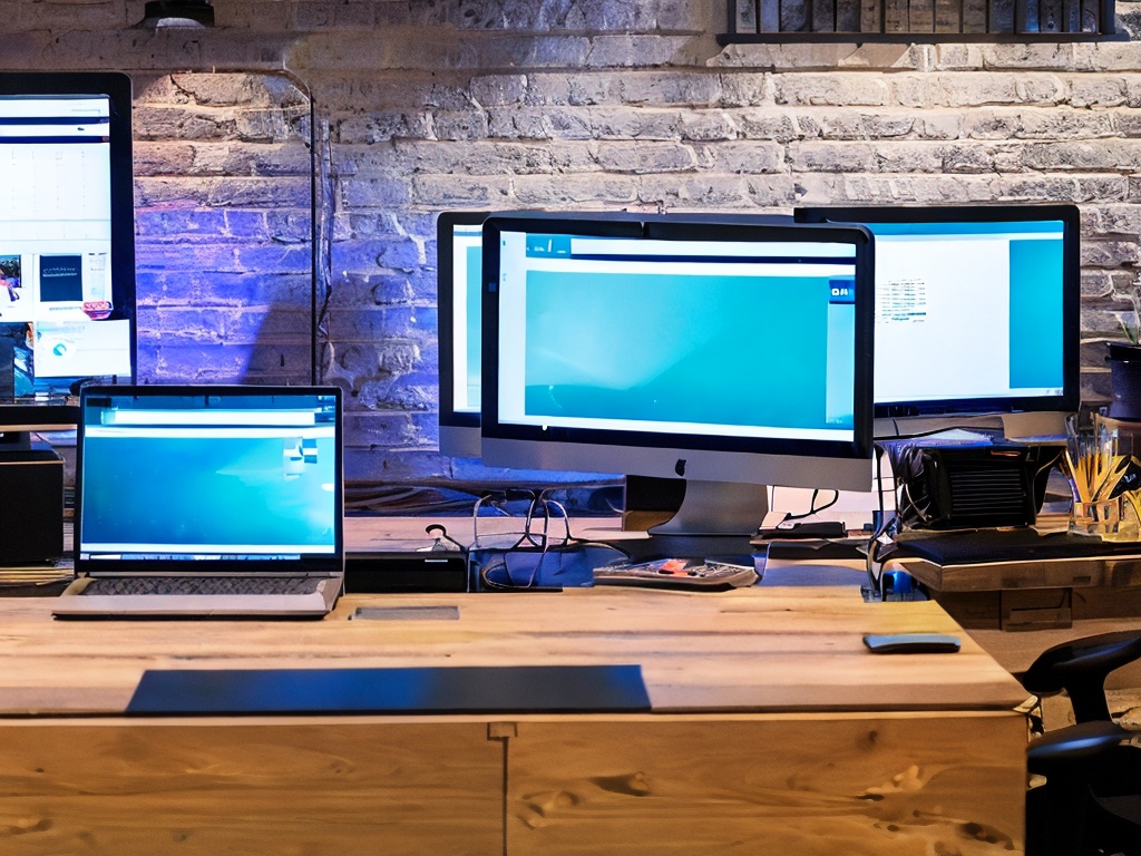 RAW photo, an artistically styled workspace showing a computer setup with a user connected through a proxy socks interface, showcasing screens with coding and security applications in soft, moody lighting, 8k UHD, high quality