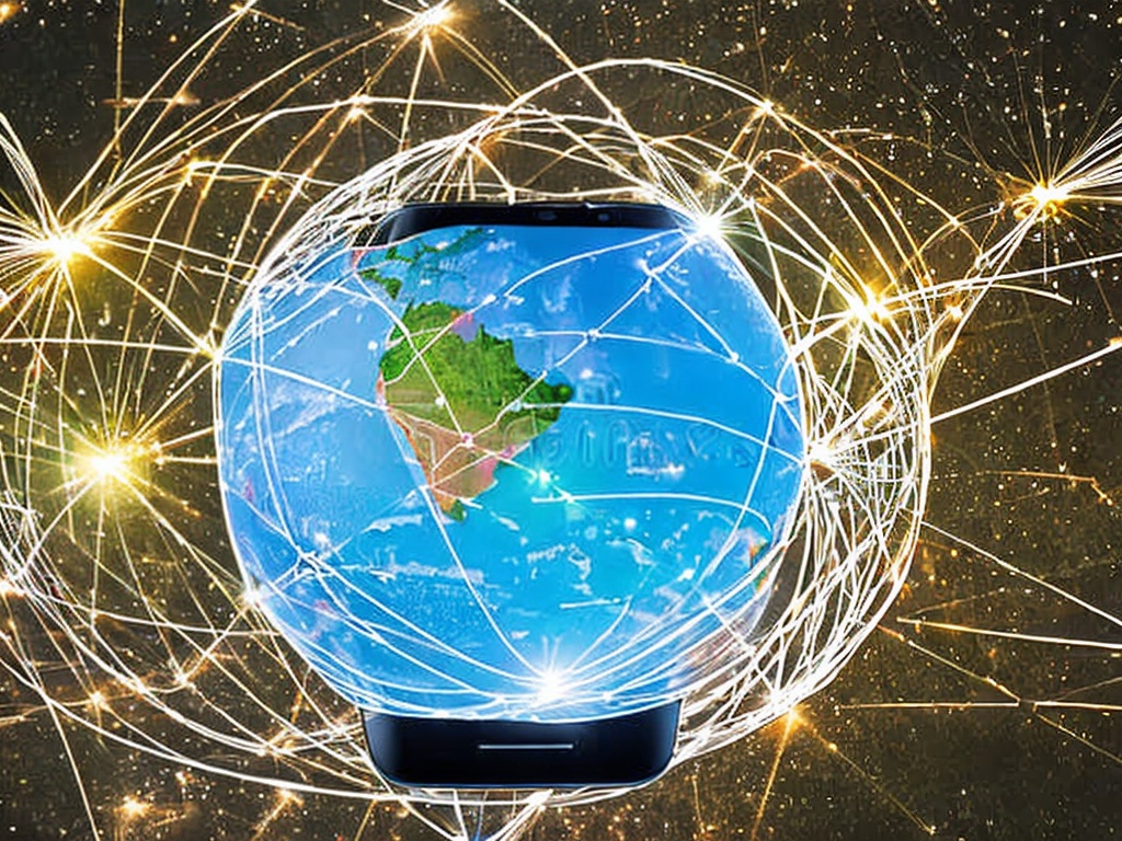 RAW photo, a conceptual image showing a smartphone and a globe with a network of lines indicating connections through proxies and VPNs, metaphorical representation of internet freedom, crisp detail, 8k UHD.