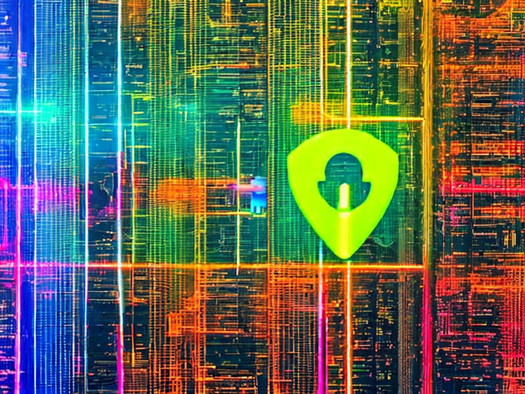 RAW photo, an abstract representation of internet security, featuring a digital lock and proxy servers symbolizing protection and anonymity, illuminated with vibrant neon colors, 8k UHD, high-resolution image that conveys a futuristic tech vibe