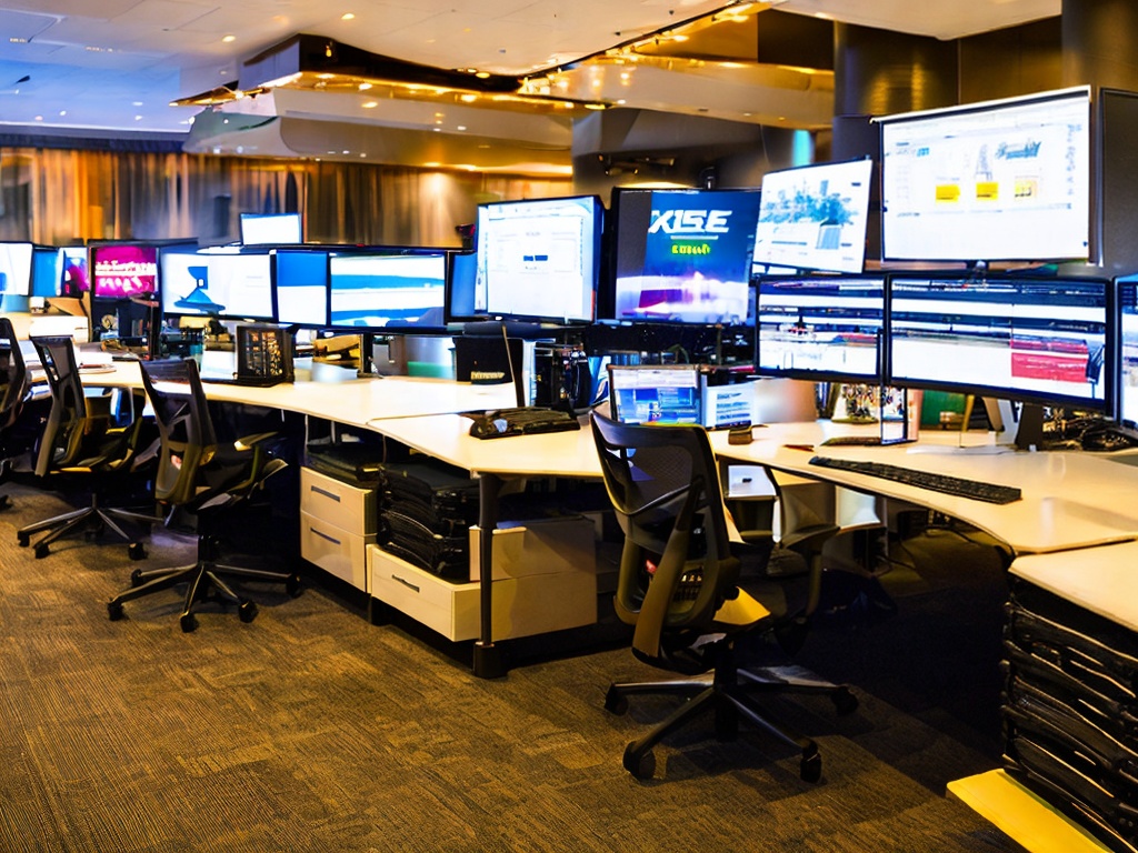 RAW photo, a workspace with multiple monitors, one showing proxy connection statistics, cables and tech gadgets scattered around, warm lighting providing a cozy yet professional ambiance, 8k UHD, high-quality photo emphasizing a tech-savvy environment