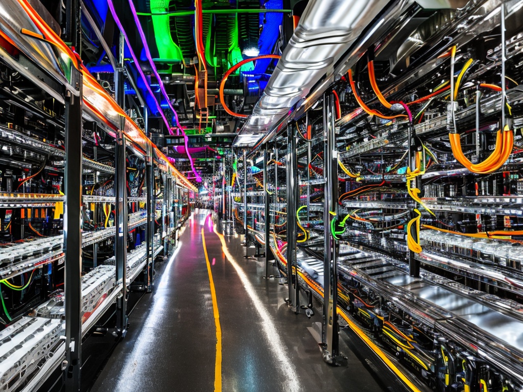 RAW photo, an artistic representation of servers and network connections illustrating HTTP Proxy Protocol, with neon accents lighting up the cables and devices, high-quality image, 8k UHD, capturing depth and motion, soft focus on the background