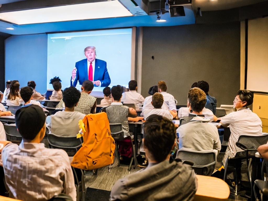 RAW photo of a scientific projector in use during a classroom lecture, projecting vibrant graphics on a whiteboard, showing engaged students in the foreground, warm ambient lighting creating a focused atmosphere, 8k UHD, high quality, with natural film grain, Fujifilm XT4