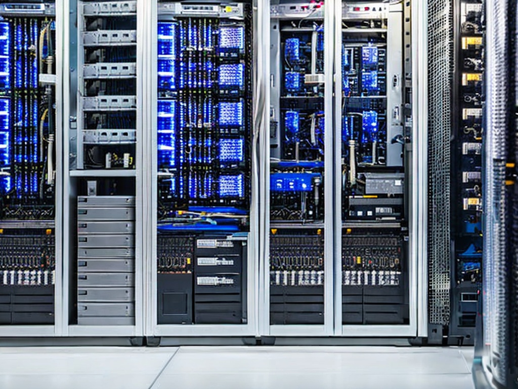 RAW photo, a close-up of a modern server room with networking equipment, high-tech routers and switches, intricate wiring, soft ambient lighting, 8k UHD, high quality, realistic depiction, subtle film grain, Fujifilm XT3