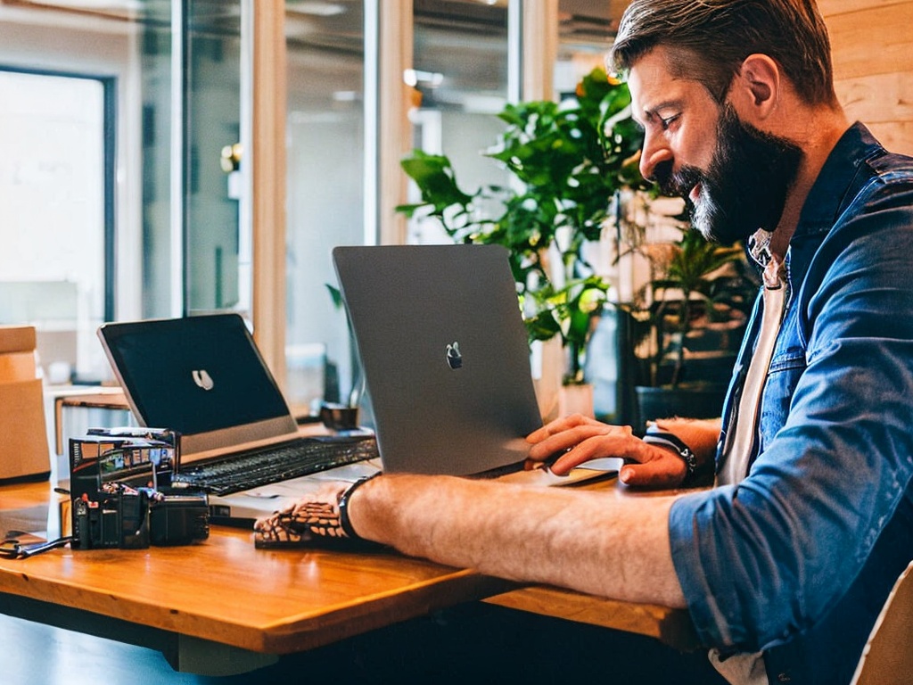 RAW photo, a professional in a tech office configuring an HTTP proxy server on a laptop, surrounded by networking equipment, warm ambient lighting creating a focused environment, high quality, 8k UHD, realistic photo with film grain, captured on a Canon EOS R