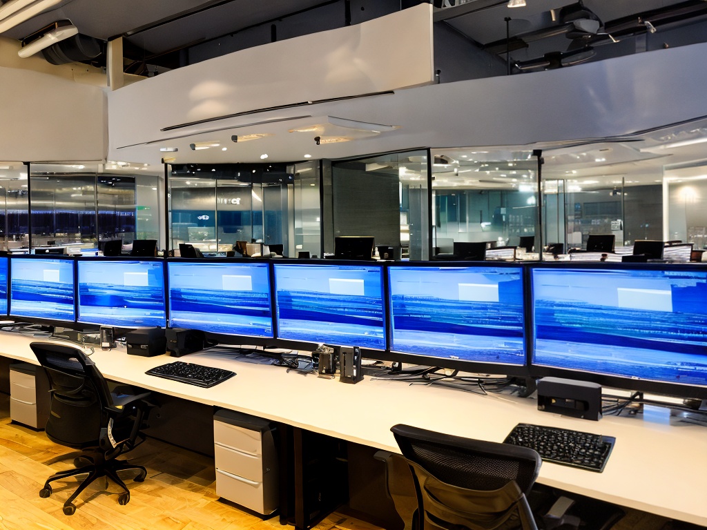 RAW photo, a wide shot of a coding setup featuring multiple monitors showing shell commands related to proxy settings, warm lighting illuminating the workspace, 8k UHD, high resolution, realistic photo, showcasing a modern tech aesthetic