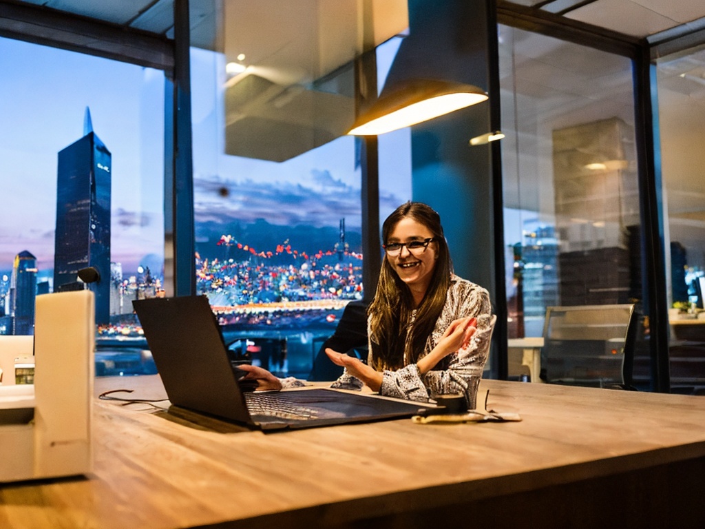 RAW photo, a person using a laptop with a proxy IP software interface displayed, focused on the screen with a blurred background of a tech-savvy workspace, warm ambient lighting, 8k UHD, high resolution, showcasing the use of technology in everyday life.