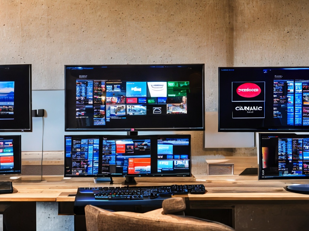 RAW photo, a modern computer workstation showcasing multiple monitors displaying network activity, illustrating the concept of dynamic IP proxies, soft ambient lighting, 8k UHD resolution, high quality, realistic photo, film grain, Canon EOS R