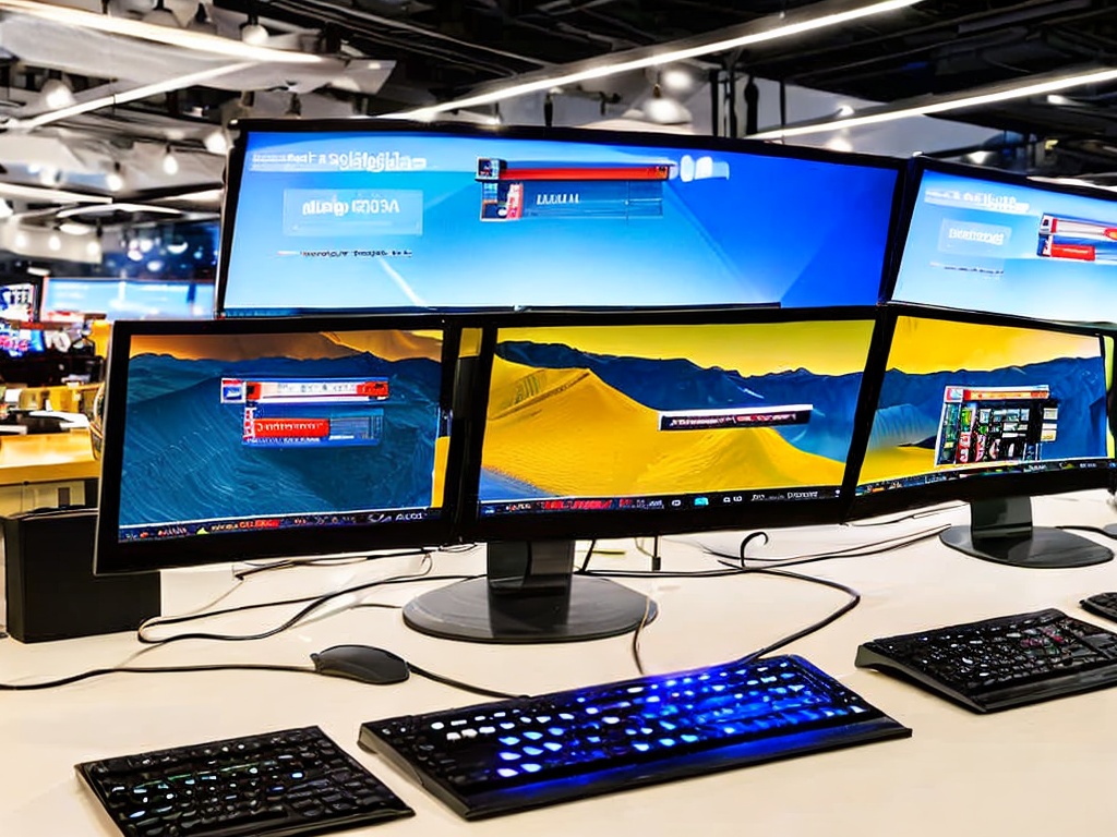 RAW photo, a sleek computer setup with multiple screens displaying Adspower software interface, surrounded by networking equipment, soft ambient lighting, 8k uhd, high quality, realistic photo, capturing the essence of modern digital marketing tools