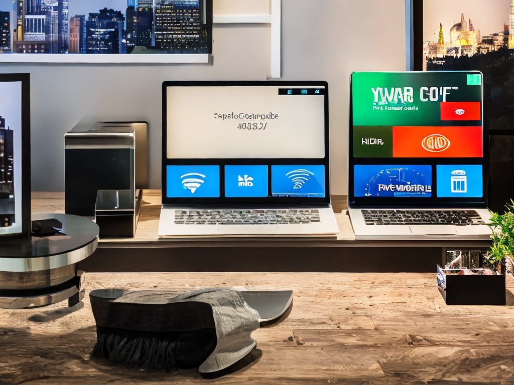 RAW photo, a modern desk setup showcasing high-tech gadgets, including a computer display with network code visible, an abstract representation of HTTP and SOCKS connections, soft artificial lighting, 8k uhd, high quality, realistic photo, subtle film grain