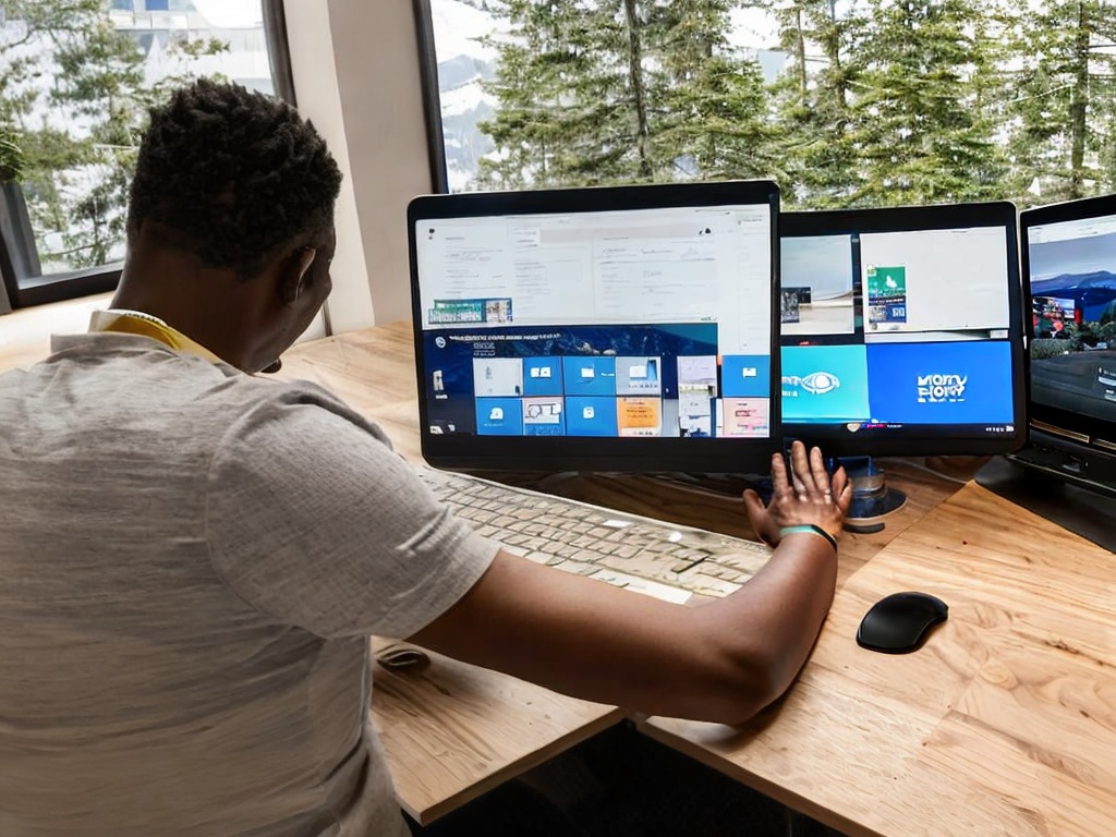 RAW photo, an office environment where a professional is configuring a dynamic IP proxy on a laptop, with detailed shots of hands on the keyboard and the screen showing the proxy settings, warm natural lighting, high-quality, 8k UHD