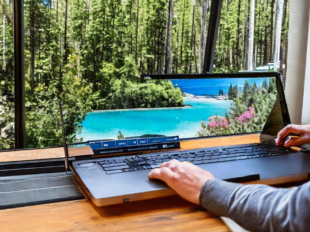 RAW photo, a person using a laptop with proxy IP software running on the screen, demonstrating its usage for enhanced internet security, cozy home office setting, natural light streaming through a window, 8k UHD, high resolution, capturing the essence of modern digital safety