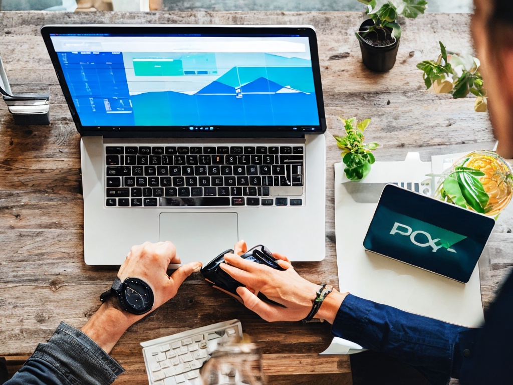 RAW photo of a person working on a laptop in a well-organized tech environment, emphasizing the use of Node.js for creating an HTTP proxy for data harvesting, showing charts and graphs on the display, natural light illuminating the setup, 8k UHD, high resolution, realistic photo