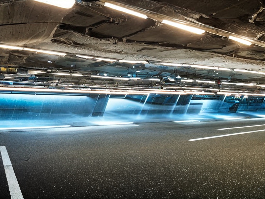 RAW photo, a panoramic view of a visually stunning tunnel with elements representing cybersecurity like digital locks or shield icons, soft blue ambient lighting highlighting the tunnel's depth, 8k uhd, high-quality, realistic textures, Fujifilm XT4