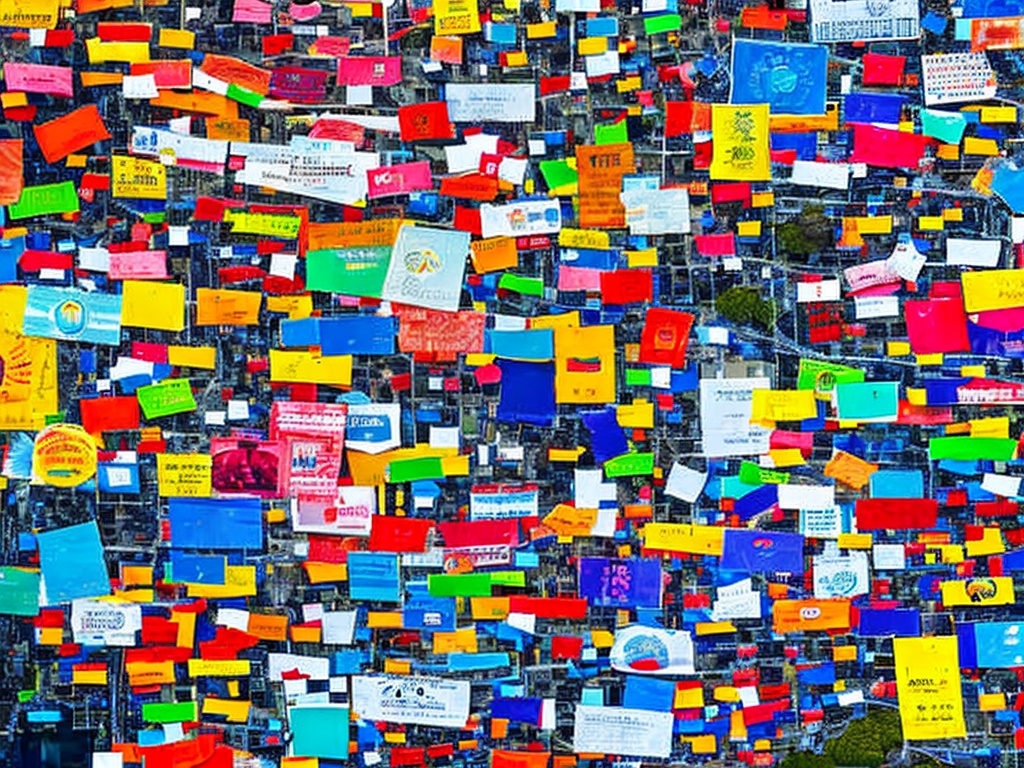 RAW photo, an abstract representation of international data flow, featuring digital maps and proxy icons with price tags scattered across, vivid colors, rich details, 8k UHD, ensuring a contemporary and engaging visual narrative