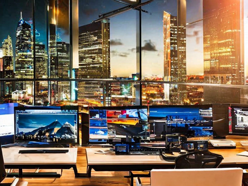 RAW photo, a computer screen displaying a selection of overseas proxy IP services, surrounded by digital devices in a stylish office, with soft lighting that creates a tech-savvy atmosphere, 8k UHD resolution, high-quality, film grain