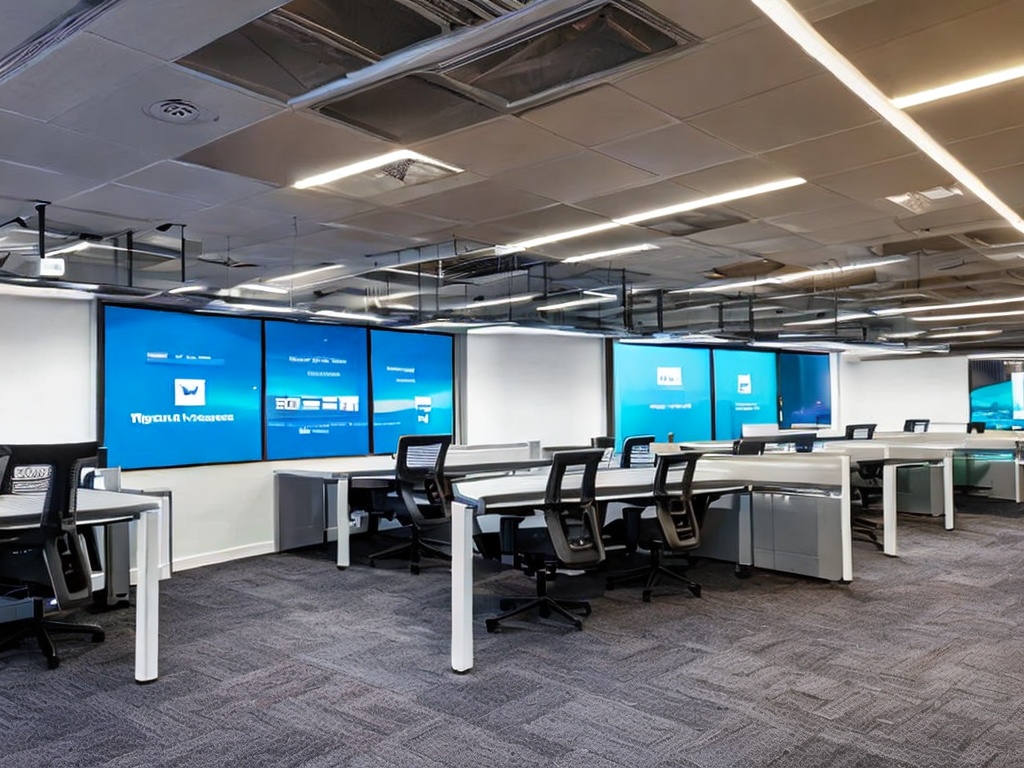 RAW photo, a modern office setting showcasing an international business ambiance, featuring multiple computer screens displaying data analytics and network activities related to proxy IP management, bright and professional lighting, 8k UHD, high-quality image with a corporate feel.