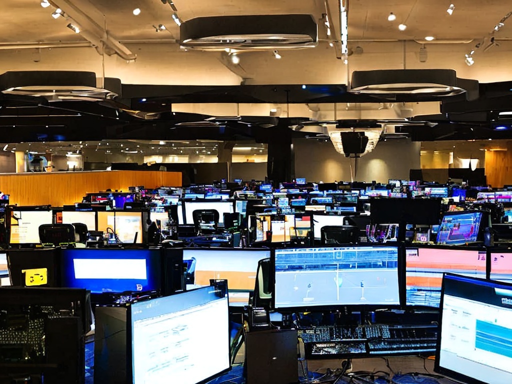 RAW photo, a modern tech setup including dual monitors showing data analytics tools and proxy servers configured for international data scraping, creative lighting illuminating the equipment, 8k UHD resolution, capturing intricate details with a high-quality DSLR camera