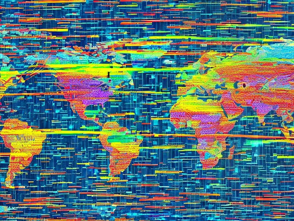 RAW photo, an abstract illustration of data flow across the globe, visualized as colorful lines connecting various locations, with an emphasis on internet privacy and security through proxies, 8k UHD resolution, high-quality image, subtle film grain, shot using a professional camera