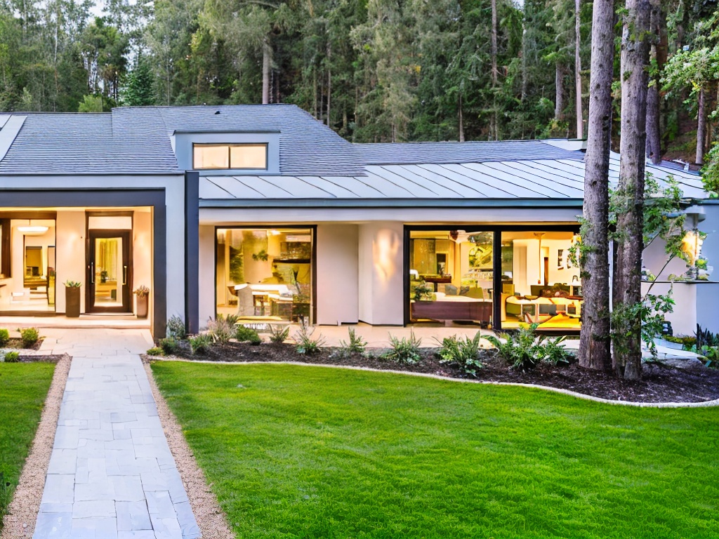 RAW photo, a professional real estate agent showcasing a beautifully designed modern home, bright and inviting atmosphere, surrounded by lush greenery, 8k UHD, high quality, realistic photo, natural lighting, Fujifilm XT3